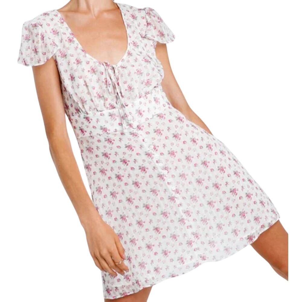 The East Order Rainsford Banded Waist Floral-Print Mini Dress Size Small Boho